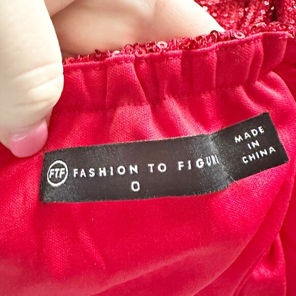 Fashion To Figure Red Sequin V Neck Halter Party Jumpsuit women’s plus size 0X - Picture 11 of 12